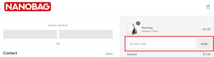 How to use Nanobag promo code
