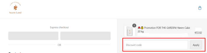 How to use Neem Land promo code