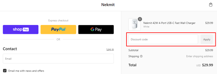 How to use Nekmit promo code