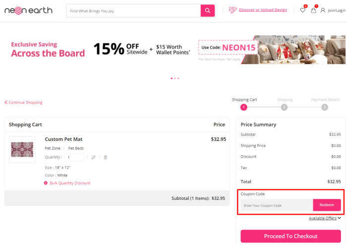 How to use Neon Earth promo code