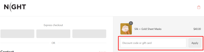 How to use NIGHT promo code