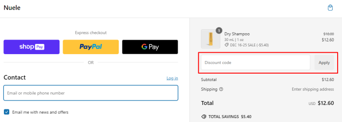 How to use Nuele promo code