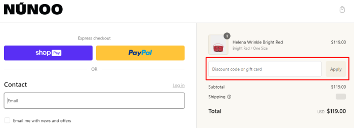 How to use Nunoo promo code