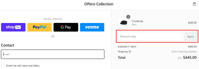 How to use OFFERO promo code