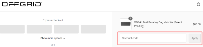 How to use OffGrid promo code