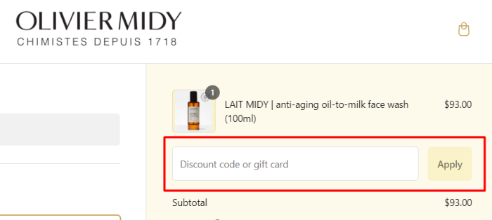 How to use Olivier Midy promo code