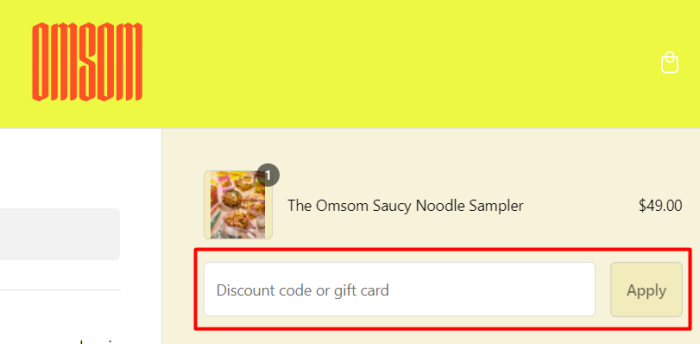 How to use Omsom promo code