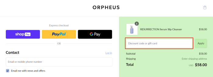 How to use Orpheus promo code