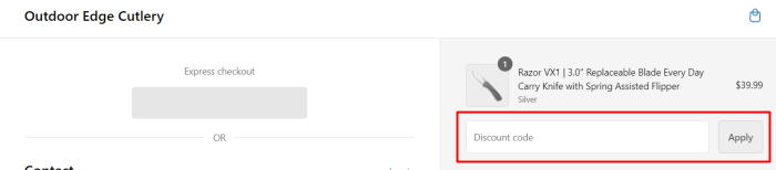 How to use Outdoor Edge promo code