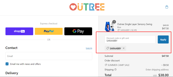 How to use Outree promo code