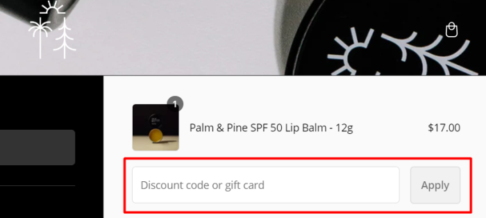 How to use Palm & Pine promo code