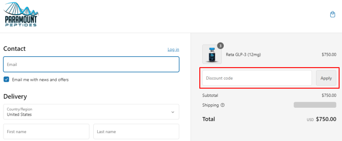 How to use Paramount Peptides promo code