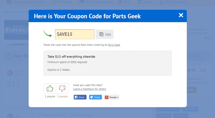 Parts Geek Coupon Code 2021 | $15 OFF | DiscountReactor