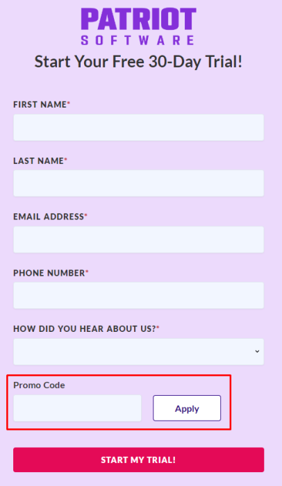 How to use Patriot Software promo code