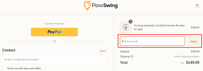 How to use PawSwing promo code