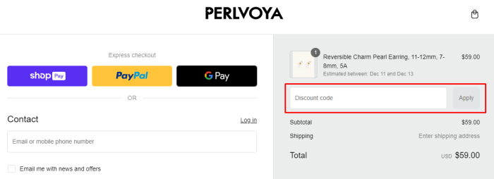 How to use Perlvoya promo code