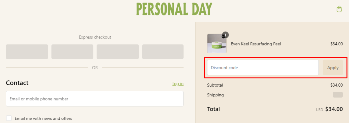 How to use Personal Day promo code