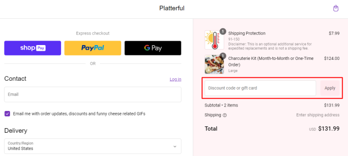 How to use Platterful promo code