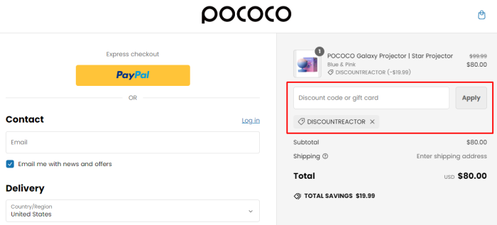 How to use POCOCO promo code