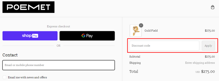 How to use POEMET promo code