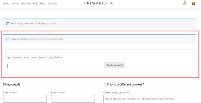 How to use Primabiotic promo code