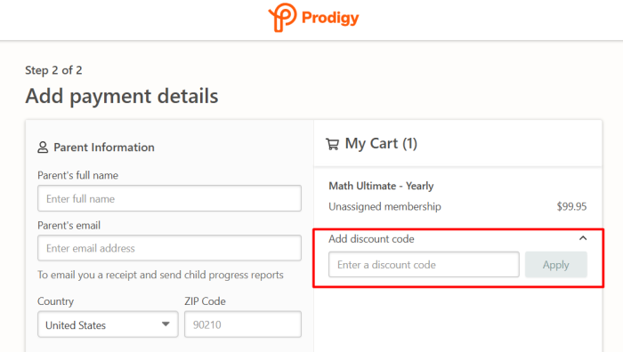 How to use Prodigy Game promo code