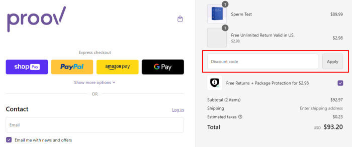 How to use Proov promo code