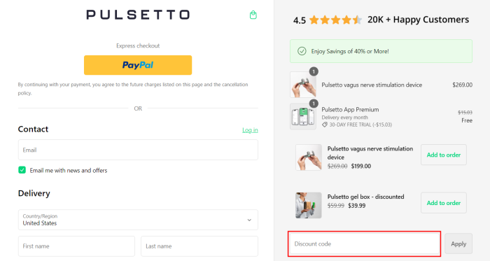 How to use Pulsetto promo code