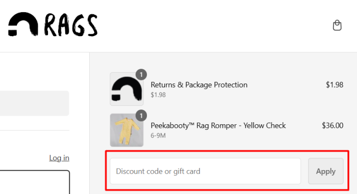 How to use Rags promo code