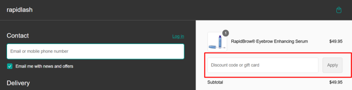 How to use Rapid Lash promo code