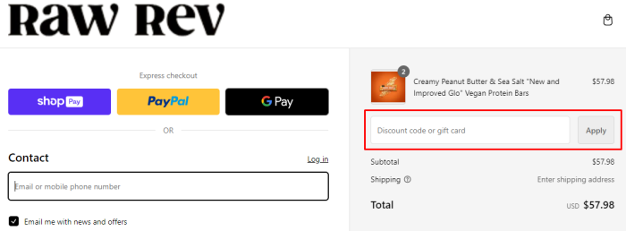 How to use Raw Rev promo code