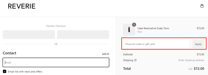 How to use REVERIE Haircare promo code