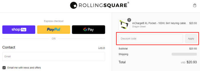 How to use Rolling Square promo code