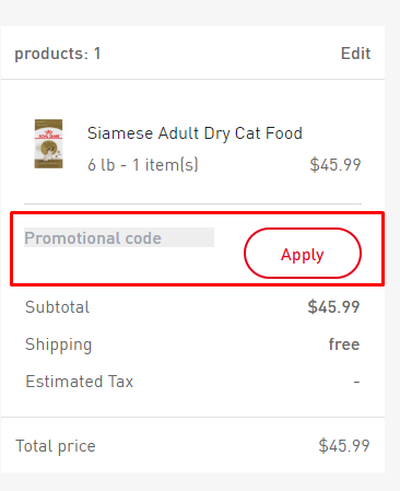 How to use Royal Canin promo code