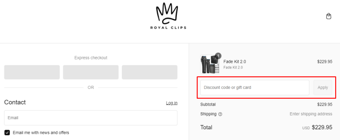 How to use Royal Clips promo code