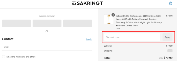 How to use Sakringt promo code