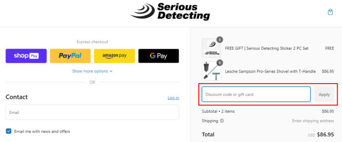 How to use Serious Detecting promo code