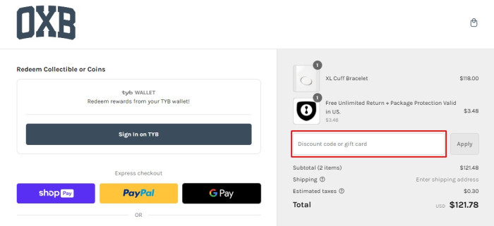 How to use Shop OXB promo code