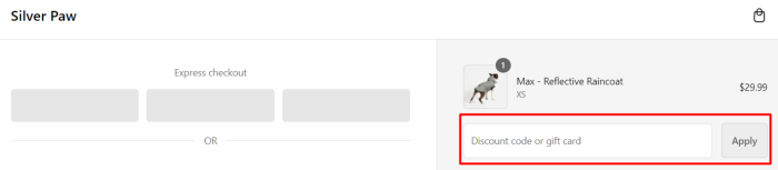 How to use Silver Paw promo code