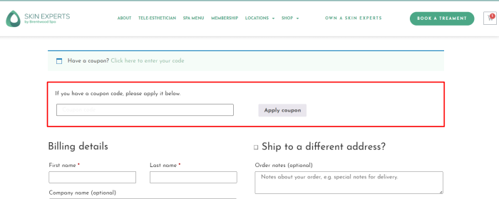 How to use Skin Experts promo code