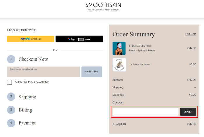 How to use SmoothSkin promo code