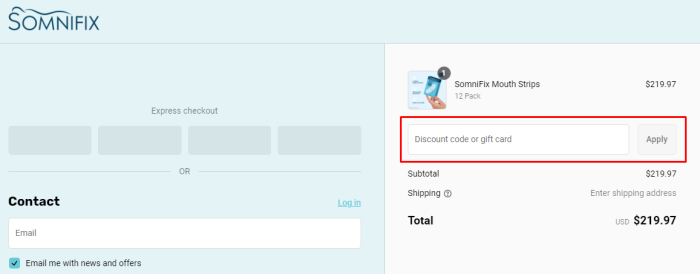 How to use SomniFix promo code