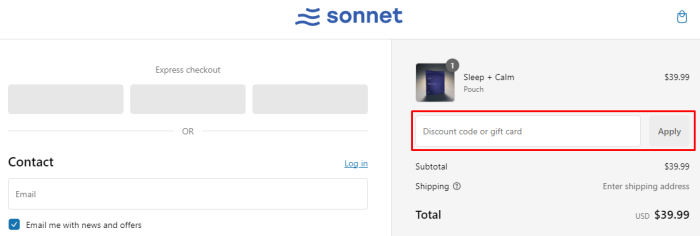 How to use Sonnet promo code