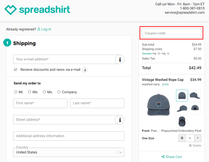 How to use Spreadshirt promo code