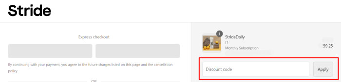 How to use Stride promo code