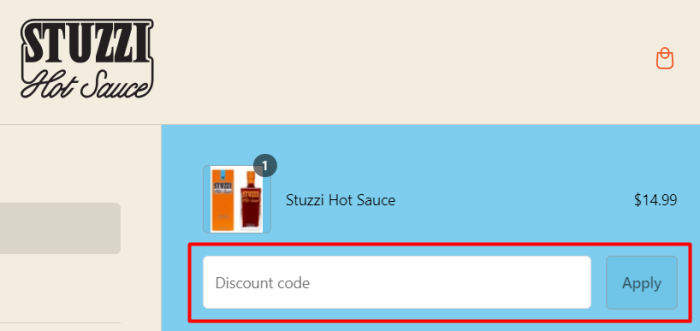 How to use Stuzzi promo code