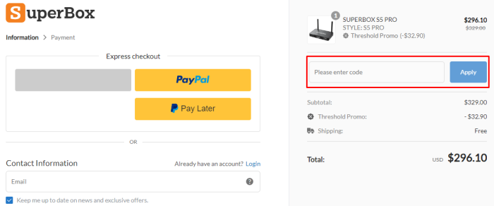 How to use SuperBox promo code