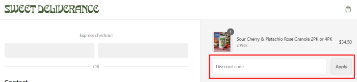 How to use Sweet Deliverance promo code