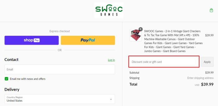 How to use SWOOC promo code