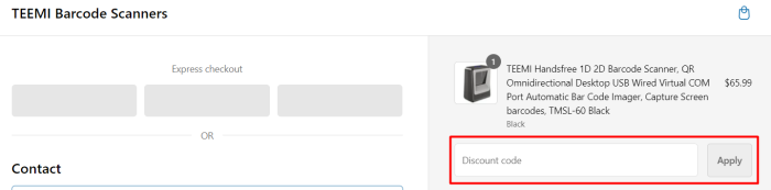 How to use TEEMI Barcode Scanners promo code
